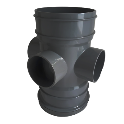 FloPlast Grey Soil Boss Pipe Ring Seal Socket to Solvent - 110mm Left