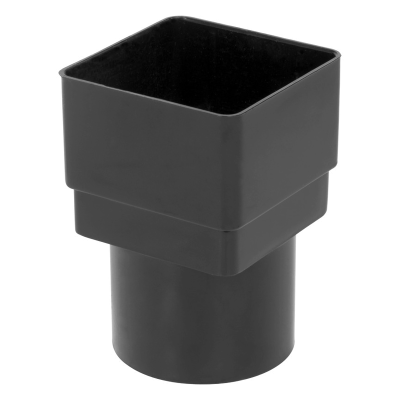 FloPlast RDS2 Black 65mm Square to 68mm Round Downpipe Adapters Left