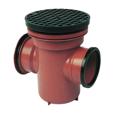 FloPlast Underground Back Inlet Bottle Gully Circular Grid Left