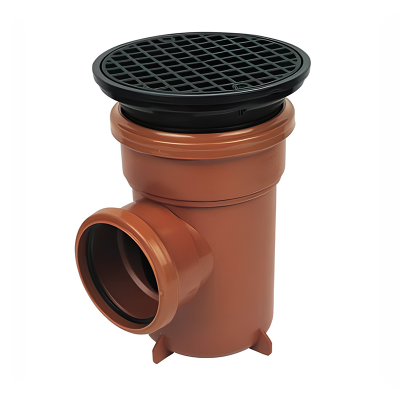 FloPlast Underground Bottle Gully Circular Grid - 110mm Left