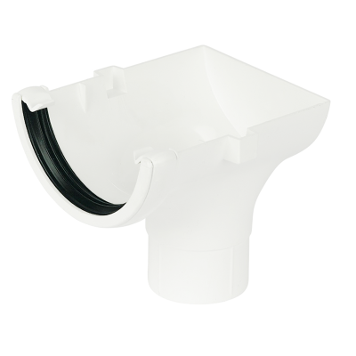 FloPlast White Half Round Gutter Stop End Outlet - 112mm Left