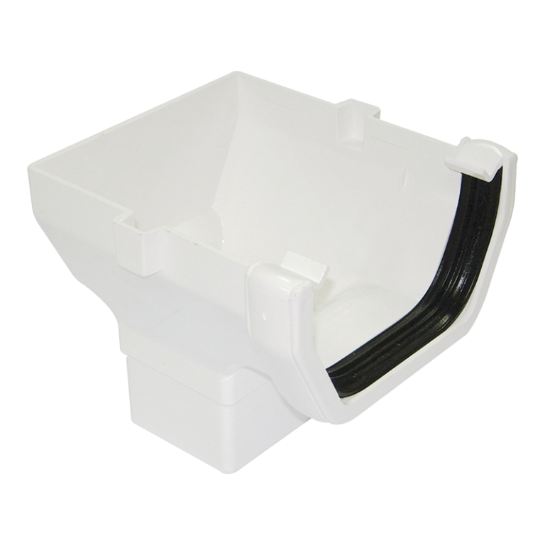 FloPlast White Square Gutter Stop End Outlet - 114mm