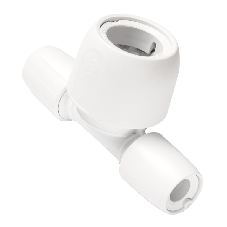 Hep2O Plastic Push-Fit Reduced Tee Fitting - 10mm x 10mm x 15mm