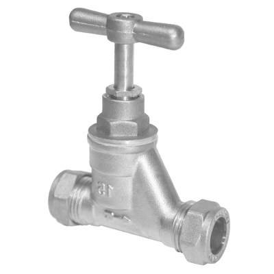 Chrome Plated Compression Brass Mains Stopcock Tap - 15mm