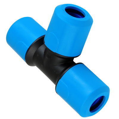 JG Speedfit MDPE Blue Plastic Push-Fit Reducing Tee Fitting - 32mm x 32mm x 25mm