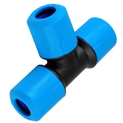 JG Speedfit MDPE Blue Plastic Push-Fit Reducing Tee Fitting - 32mm x 32mm x 25mm Left