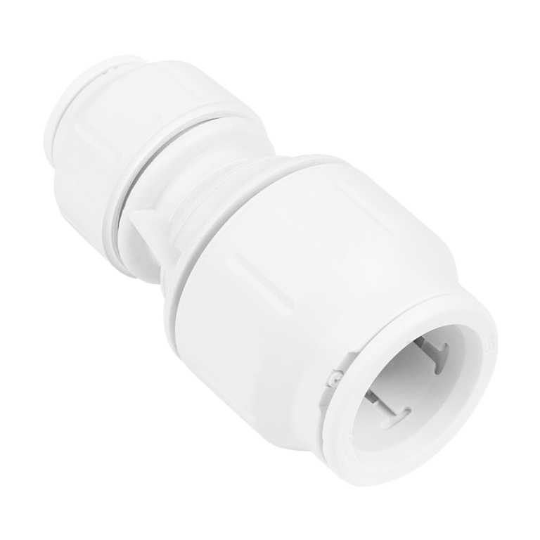 JG Speedfit White Plastic Reducing Straight Coupler - 15mm x 10mm