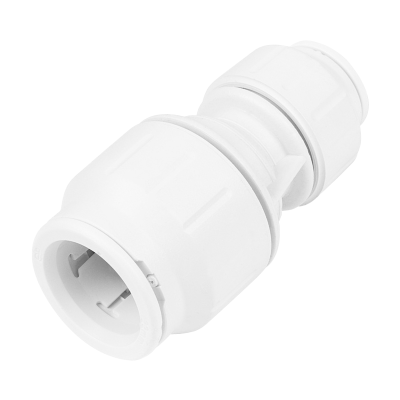 JG Speedfit White Plastic Reducing Straight Coupler - 22mm x 15mm Left