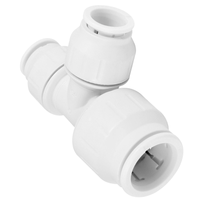 JG Speedfit White Plastic Reducing Tee - 22mm x 15mm x 22mm