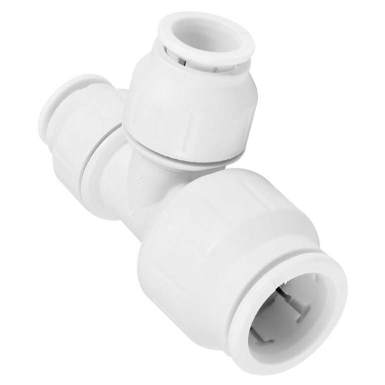 JG Speedfit White Plastic Reducing Tee - 15mm x 10mm x 10mm