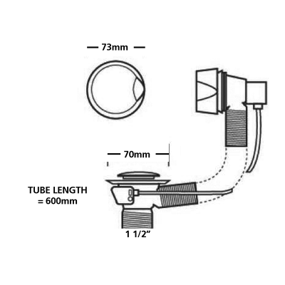 Macdee Bath Combination Waste with Interior Plug Drawing