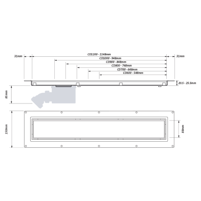 McAlpine CD600-P Slimline Polished Chrome Channel Drain - 600mm Spec