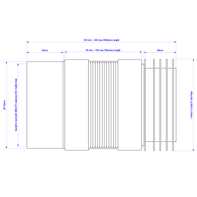 McAlpine EXTA-F Flexible Extension Connectors - 110mm DrawingMcAlpine EXTA-F Flexible Extension Connectors - 110mm Drawing