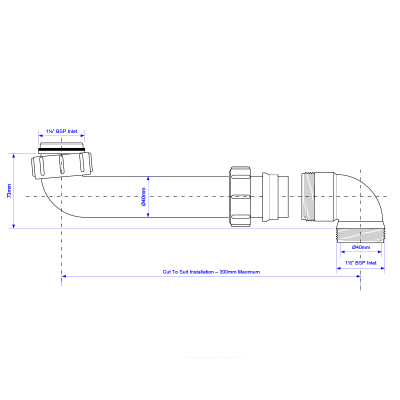 McAlpine SSINLET1 Space Saver Trap Inlet - 40mm Drawing