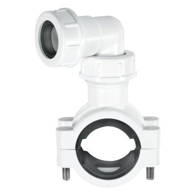 McAlpine White Overflow Pipe Clamp - 19_23mm Left