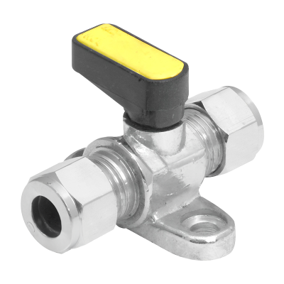 Metrogas Mini Lever Gas Ball Valve with Backplate - 10mm Left