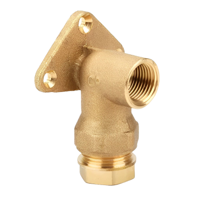 Plasson Brass Compression Wall Plate Elbow - 20mm x 1_2_ BSP