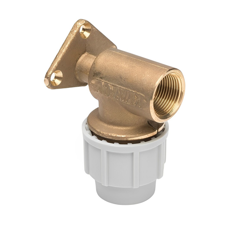 Plasson Compression Brass Wall Plate Elbow - 20mm x 1:2 BSP