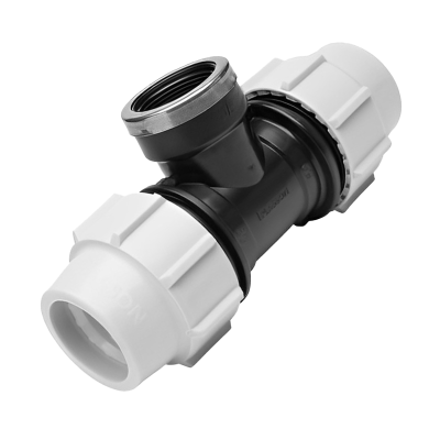 Plasson Compression MDPE Female 90° Branch Tee - 20mm x 20mm x 1:2 BSP Left