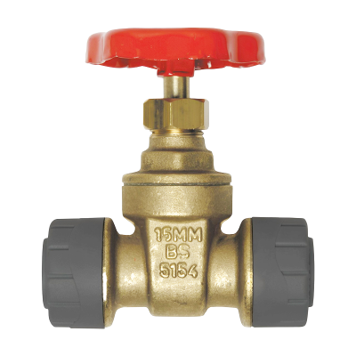 Polyplumb PB3115 Push Fit Brass Gate Valve - 15mm