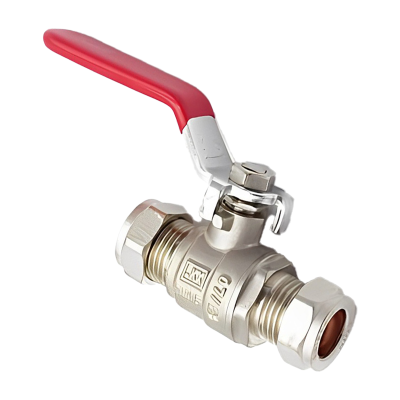 Red Handle Compression Lever Ball Valve - 28mm