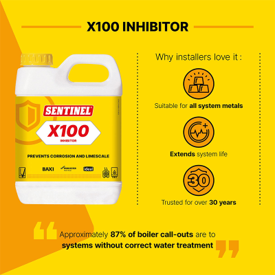 Sentinel x100 Heavy Duty Central Heating Scale Inhibitor - 1 Litre Spec