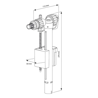 Siamp Monaco 95L Universal Side Inlet Cistern Fill Float Valve - 1/2 & 3/8 Diagram