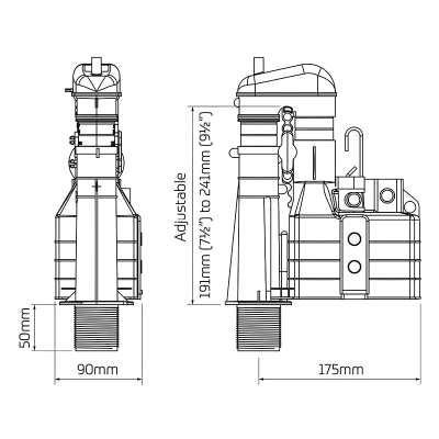 Thomas Dudley Ltd Turbo 88 Adjustable Syphon - 7.1:2 - 9.1:2 Diagram