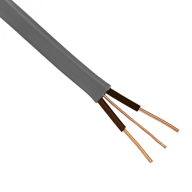 Twin Brown & Earth Mains Power Grey Electrical Cable - 1.5mm x 100 Metres