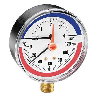 Watts 0-6 Temperature & Pressure Gauge For Heating Bottom Connection