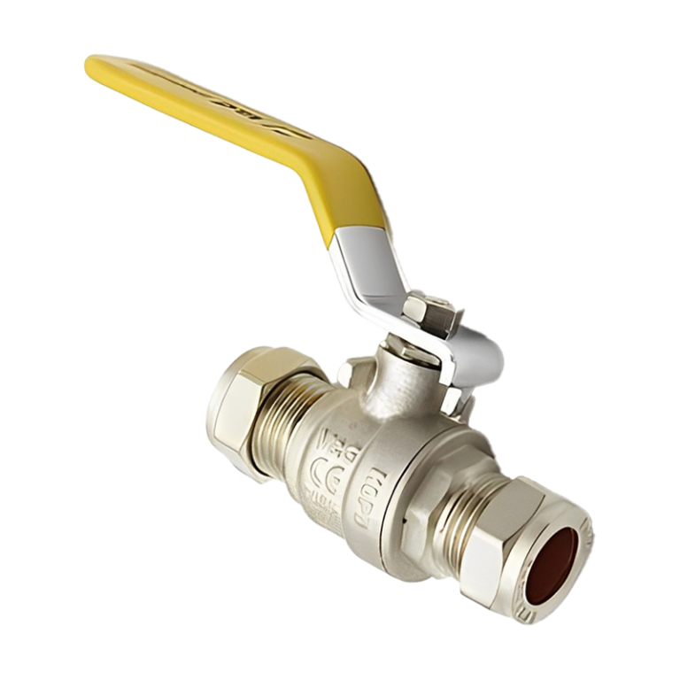 Yellow Handle Compression Lever Ball Valve - 35mm