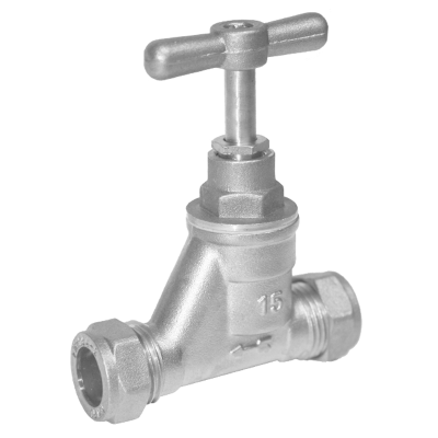 Chrome Plated Compression Brass Mains Stopcock Tap