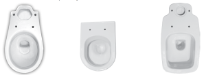 Birdseye view of different styles of toilet pans.