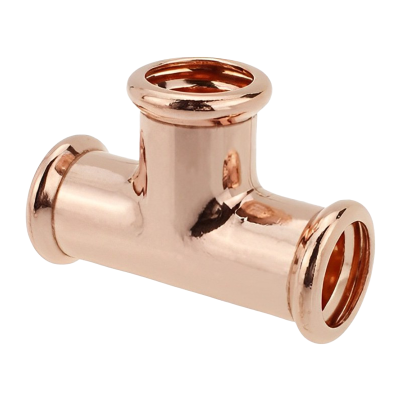 Copper Press Fit Equal Tee - 22mm WRAS Approved