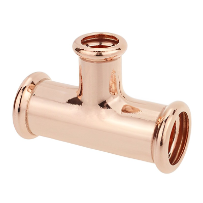 Copper Press Fit Branch Reducing Tee - 35mm x 35mm x 28mm WRAS Approved