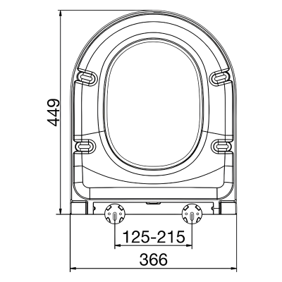 EuroShowers White Middle D Slim Toilet Seat (Soft Close) Diagram