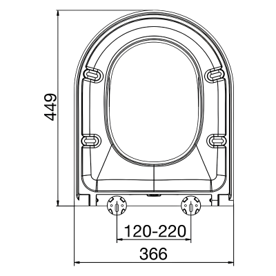 EuroShowers White Middle D Style Toilet Seat (Soft Close) Diagram