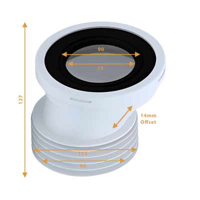 KeyPlumb W1228KPEU 14mm Offset WC Pan Connector - 110mm drawing